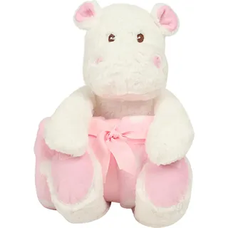 Mumbles MM606 | Hippo with Blanket, Decke: 70 x 90 cm - Farbe: White/Pink - Größe: One Size - Weiß
