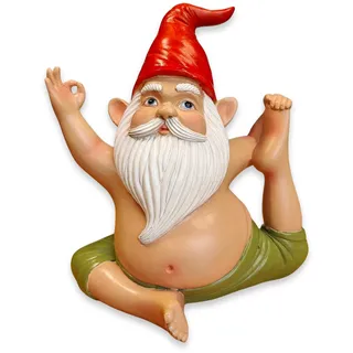synxzen Yoga Gartenzwerg Meditation 17cm - Wetterfeste Lustige Zwerg Figur Garten Deko Indoor Outdoor, Originelles Geschenk für Gartenliebhaber