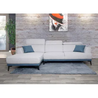 Mendler Sofa HWC-G44, Ecksofa L-Form 3-Sitzer, Liegefläche Nosagfederung Taschenfederkern verstellbar 277cm links, hellgrau