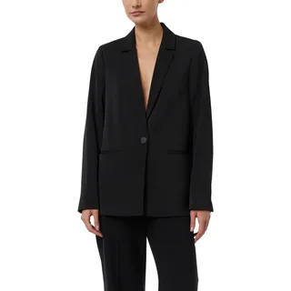 Jackenblazer COMMA, Damen, Gr. 34, schwarz, Web, Obermaterial: 97% Polyester, 3% Elasthan, unifarben, oversize Po-bedeckend, tiefer V-Ausschnitt, abgesteppte Kante, Blazer Jackenblazer, Oversize-Blazer mit Reverskragen
