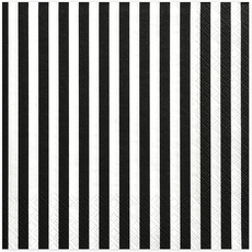 20 Papierservietten mit schwarzen und weißen Streifen, Serviette, Doppelschleier, gestreift, Schwarz, für Geburtstagsparty, Jahrestag, Themenparty, 33 x 33 cm