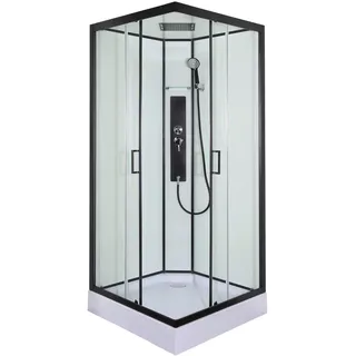 Sanotechnik Duschkabine , Schwarz, Transparent , Glas , 90x225x90 cm , Badezimmer, Baden & Duschen, Duschkabinen