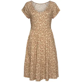 Buffalo Jerseykleid Blumenkleid Braun/Creme 36