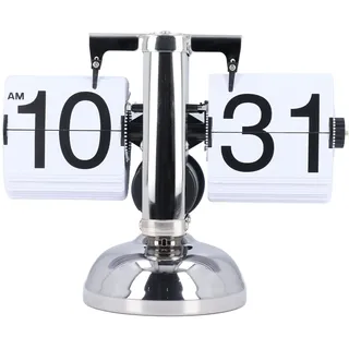 Vintage Digital Flip Down Uhr Batteriebetriebene Zeit einstellbar Edelstahl Mechanische Flip Schreibtisch Uhr Weiß - Weiß
