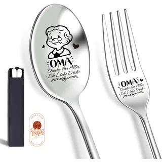 Geschenke für Oma Gabel Löffel mit Gravur Geschenk, Bester Oma Löffel personalisiert Kaffeelöffel Gabel Geburtstagsgeschenk Muttertagsgeschenke Weihnachtsgeschenke Ostern Ruhestand Geschenk für Oma