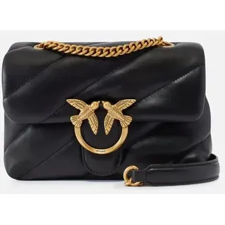 PINKO Love Mini Puff Cl Sheep Umhängetasche Baumwolle/Leder Schwarz/Gold