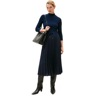 Tommy Hilfiger Damen Kleid Slim Rib Mix Midi-Länge, Blau (Dark Night Navy), M