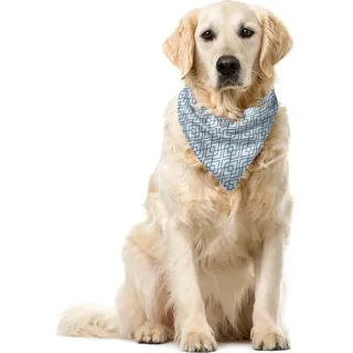 ABAKUHAUS japanisch Haustier Bandana, Retro blaue Blüten, 40x40 cm, Blau Weiss - Blau