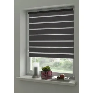 otto home Deco Company Duo Klemmrollo, Doppelrollo, Rollo für Fenster ohne Bohren, Alle Montage-Teile inklusive, Polyester, Anthrazit, 90 x 150 cm