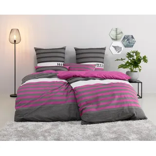 OTTO home Majoran gestreift Lila 200 x 220 cm + 2 x 80 x 80 cm
