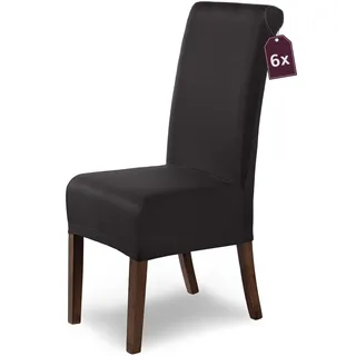 Scheffler Home Stuhlhussen Marie Schwarz 6er Set Wasserabweisende und elastische Stuhlbezüge mit Fleckenschutz – Passend für Esszimmerstühle und Schwingstühle – Öko-Tex Zertifiziert
