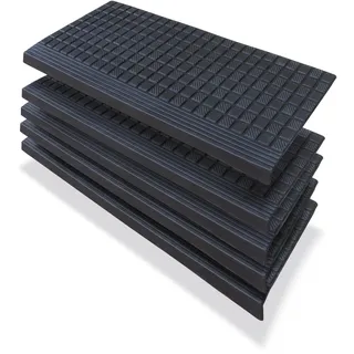 PETEX 5X Stufenmatte Treppenmatte mit Winkelkante aus Gummi für innen und außen, 64,5 x 25 cm, selbstklebend, rutschfest