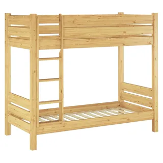 Etagenbett extra stabil Kiefer 100x200 Nische 80 Hochbett teilbar Zubehör wählbar V-60.16-10T80Rollrost inkl. - Braun