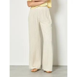 Apricot Leinenhose "Breite Hose aus Leinenmischung" mit Nadelstreifen, stein