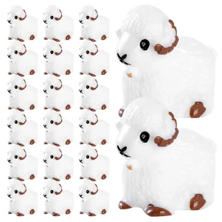 Kisangel Mini Schafe Figuren, 40 StüCk Niedlich Deko Schaf Statue Garten WeißE Mini Schaf Kuchenaufsatz Tortendeko Garten Micro Landschaft Ornament