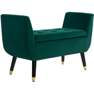 Homcom Luxus Sitzbank Polsterbank mit Stauraum Armlehnen Polyester Holz Grün , Kunststoff , 42x65x107 cm , Esszimmer, Bänke, Sitzbänke