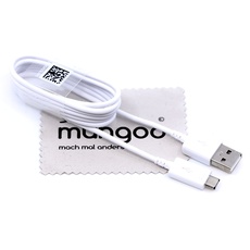 Ladekabel für Original Samsung EP-DG925UWE für Samsung Galaxy J1, J3, J4, J5, J6, J7, S, S2, S3, S4, S5, S6 1,2m Datenkabel 15W Weiß Micro-USB mit mungoo Displayputztuch