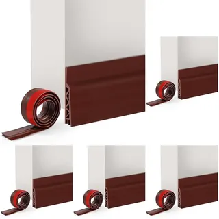 Vinabo Paraspifferi Sottoporta Türdichtung aus Gummi, selbsthaftend, Dichtungsstreifen für Zugluftstopper, Unterseite, schalldämmend, staubdicht, stoßfest (100 cm x 5 cm, Weiß), braun (Packung mit 5)