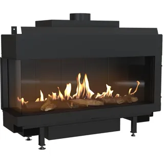 Kratki Gaskamin LEO 100 | Eckkamin links | 8,2 - 9 kW | Gasart wählbar