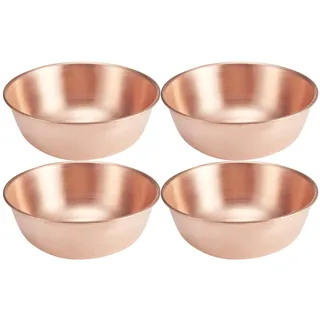 Purecopper Runde Schüssel aus massivem Kupfer, handgefertigt, dekorative und Servierschalen, Schalen für Lebensmittel, Dekoration, Gewürze, Salz und Gewürze, 13 cm, 4 Stück