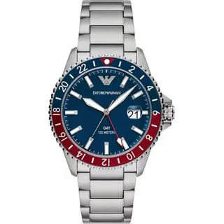 Emporio Armani Herrenuhr Emporio Armani Diver GMT Herrenuhr Emporio-AR11590 - Rot, Silber, Dunkelblau