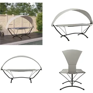 vidaXL Outdoor Loungebett mit Dach Creme Stahl und Oxford Stoff - Loungebett - Loungebetten - Lounge Bett - Outdoor Bett - Creme