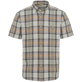 camel active Herren Kurzarm Hemd im Karomuster Grau, Menswear-S