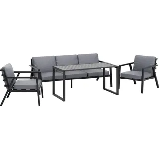 Lounge-Set und Esstischgruppe Tamworth 4-teilig Alu Anthrazit-Grau