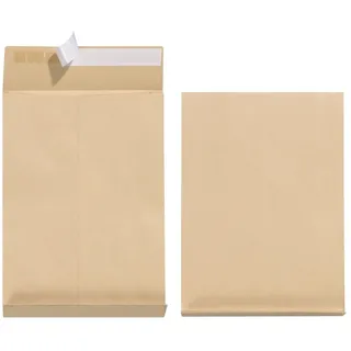 Herlitz 797506 Faltentasche B4 braun, 130 g/qm, 25 Stück eingeschweißt mit Haftklebung