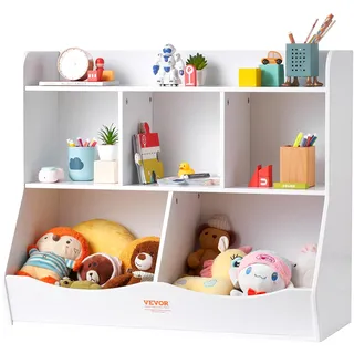 Vevor Holz-Aufbewahrungsfach für Kinder, Spielzeug-Aufbewahrungsorganizer mit Bücherregal, 89 x 40 x 76 cm 5-Fächer-Spielzeugschrank, Kinderbuch- und Spielzeugregal für Kinderzimmer, Spielzimmer