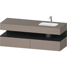 Duravit Qatego Einbauwaschtisch mit Konsolenwaschtischunterbau, 1600x550x600mm, Nische Eiche Schwarz, Becken rechts, QA4796016, Farbe: Basalt Matt/mit Nischenbeleuchtung