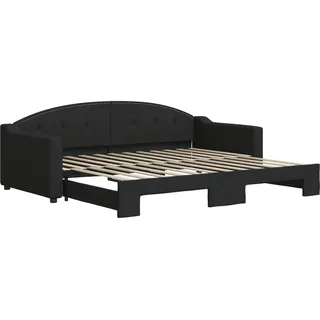 vidaXL Tagesbett Ausziehbar Schwarz 90x200 cm Stoff - Schwarz