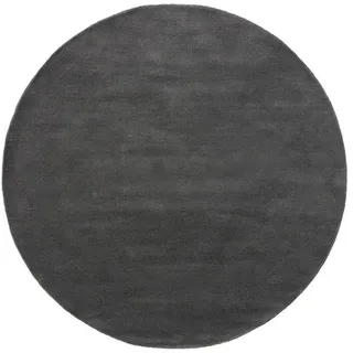 benuta Nest Wollteppich rund Bent Anthrazit ø 100 cm rund , Textil , Beton Optik , Rund , 100x100 cm , pflegeleicht , Teppiche und Böden, Teppiche, Schafwollteppiche