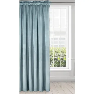 Eurofirany Samtvorhang Kräuselband Blickdichte Vorhänge Samt Velours Samtvorhänge Melanie (himmelblau, 140X270 cm)