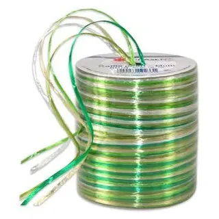 Präsent RAFFIA PEARL-Multicolour Bastband hellgrün/grün/gold, 50 m metallic Dekoband für Präsente, zum Verzieren & Basteln, Geschenkband für feierliche Anlässe