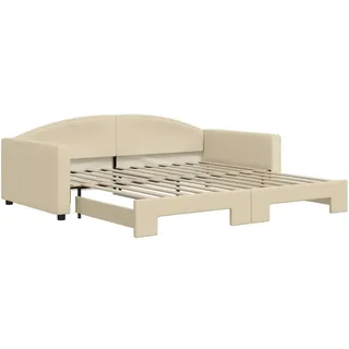vidaXL Tagesbett Ausziehbar Creme 100x200 cm Stoff - Creme