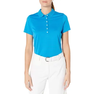 Callaway, Damen-Poloshirt, Kurzärmelig, Piqué, Offenes Netzgewebe, Mittelblau, Klein