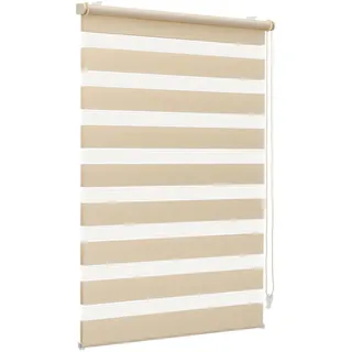 Sekey Doppelrollo Klemmfix ohne Bohren für Fenster, Doppelrollo 50 cm breit, Duo Rollo Jalousie Sonnenschutz, 50x150cm, Gelbleinen