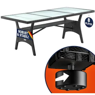 CASARIA Polyrattan Gartentisch 190 x 90 x 74 cm Schwarz