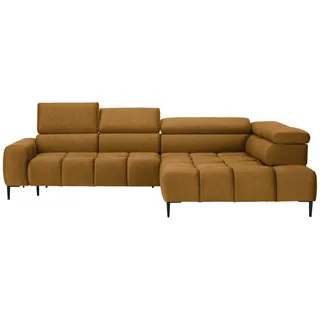 Welnova Ecksofa , Currygelb , Textil , Uni , Ottomane rechts, L-Form , 300x216 cm , Made in Eu , Typenauswahl, Stoffauswahl, seitenverkehrt erhältlich, Hocker erhältlich, Rücken echt , Wohnzimmer, Sofas & Couches, Wohnlandschaften, Ecksofas