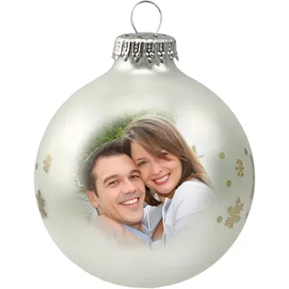 Contento Weihnachtskugel mit Foto, aus Glas, Christbaumkugel personalisiert mit Bild Weihnachtsdeko für Partner und Familie, (silberfarben, 1 STK.)
