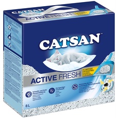 CATSAN Active Fresh – Katzenstreu aus Naturton mit Aktivkohle – Effektive Bindung von Geruch und Feuchtigkeit – 1 x 8 Liter