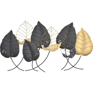 Hofmann Living And More HOFMANN LIVING AND MORE, Wanddekoobjekt »Wanddekoration« Blätterreihe aus Metall, schwarz, gold,