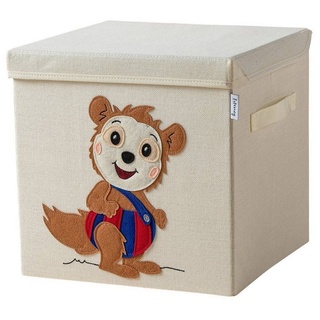 Lifeney Aufbewahrungsbox mit Deckel für Kinder – Box mit dem kultigen Siebenschläfer zum Verstauen von Spielzeug – 33 x 33 x 33 cm passend für klassische Würfelregale