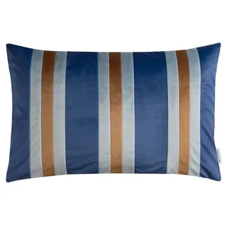 Tom Tailor Velvet Stripe Dekokissen 60 x 40 cm Blau
