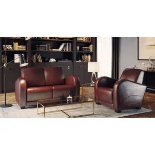 Sessel Couch Design Polster Modern 100% Italienisches Leder Braun Fernseh Lounge - Braun