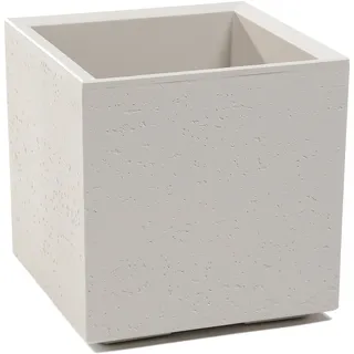 Tymar Pflanzkübel groß außen auf Rollen 40x40 x40, blumenkästen, grosser blumentopf,pflanzentopf, übertopf XXL, pflanztrog Betonoptik Kunststoff_KARO (Beige)