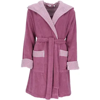 Esprit Damenbademantel »Day, ideal für Sauna & Spa, Hotelbademantel, Morgenmantel« mit Gürtel, 1 Stk. mit Kapuze, gestreiften Akzenten & Logostickerei, kurz, lila