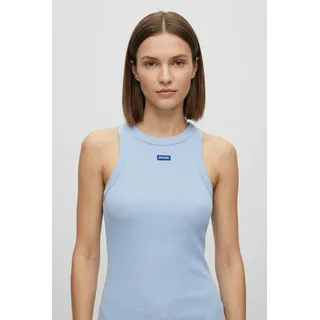 Tanktop HUGO BLUE "Easy Tank", Damen, Gr. XXL (44), open blau 477, Feinripp, Obermaterial: 96% Baumwolle, 4% Elasthan, unifarben, slim fit normal, Rundhals, Tops Tanktop, Stretch-Baumwolle, Slim Fit