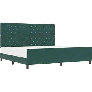 vidaXL Boxspringbett mit Kopfteil Dunkelgrün 200 x 200 cm Samt - Grün